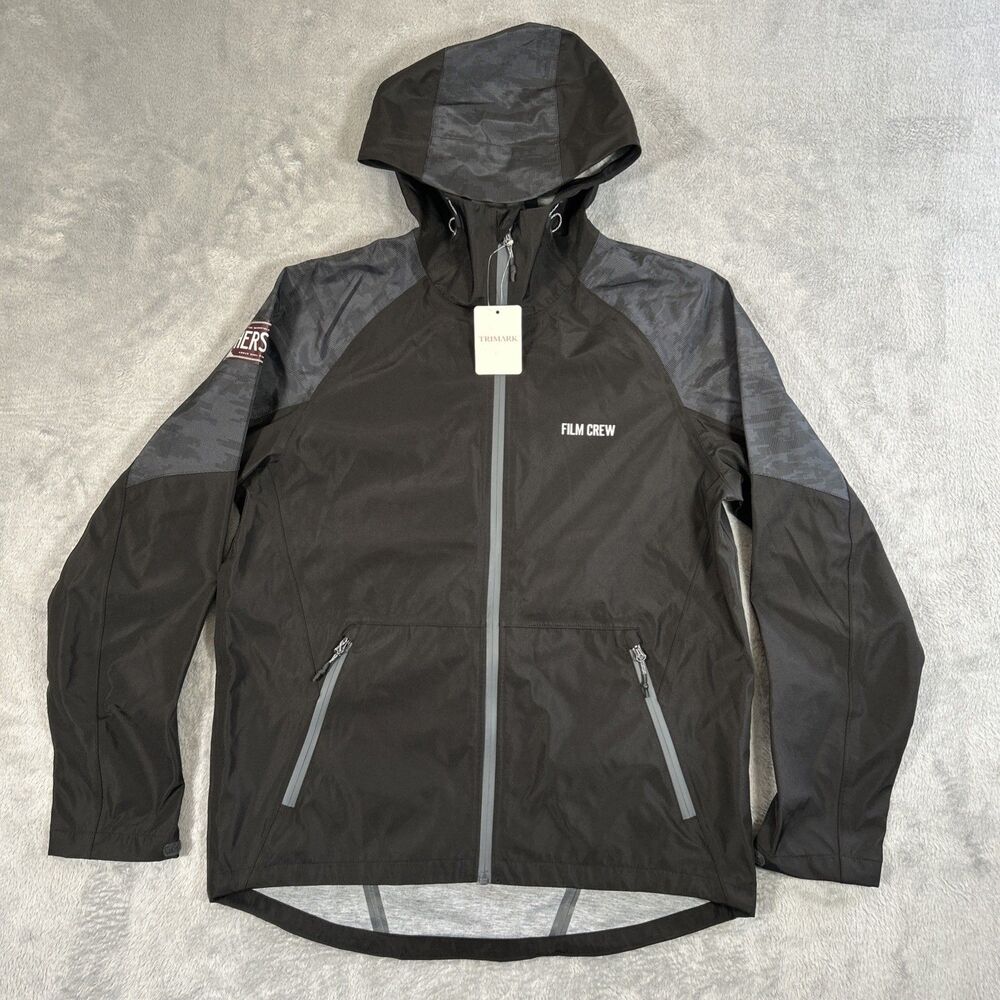 Hershey Movie Film Crew Jacket Mens Medium Black Hooded Waterproof Full Zip